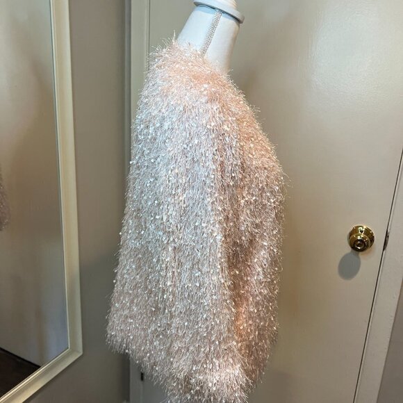 Alfani Silver Peony Pink confetti fringe jacket, Size Medium - Picture 7 of 12